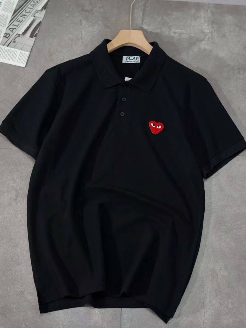 💕Comme des Garçons PLAY Black Polo with Red Heart Patch